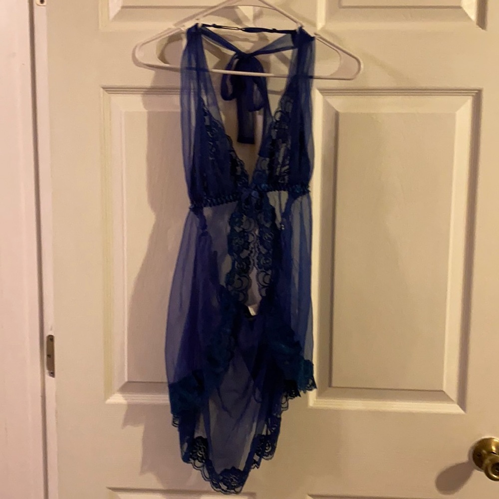 Pretty sheer blue Fredericks of Hollywood.